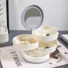 Boîte à bijoux rotative 360° 4 niveaux avec miroir coloris blanc