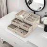 Boîte à bijoux en acrylique avec 3 tiroirs en velours gris